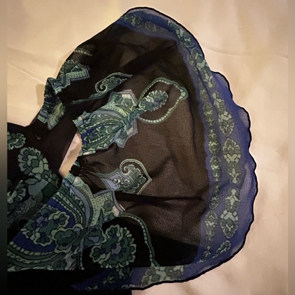 INC International Concepts Mesh Black & Blue Ruffled sleeve on/off shoulder 1X - Picture 10 of 11